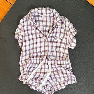 Victoria's Secret Plaid Pajama Set - Purple and White